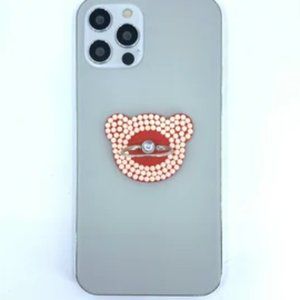 Red teddy bear phone Ring Stand, Grip.